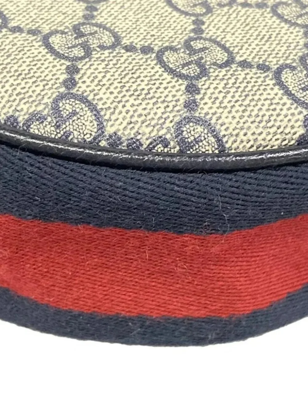 GUCCI Ophidia GG Mini Bag Navy Cream Red PVC Leather Handbag - Picture 11 of 15